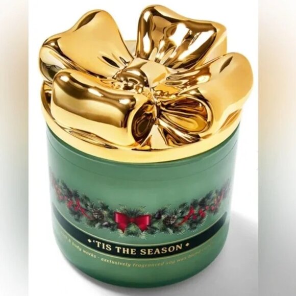 Tis The Season 3 Wick Candle with Bow Lid Bath and Body Works - Picture 1 of 9